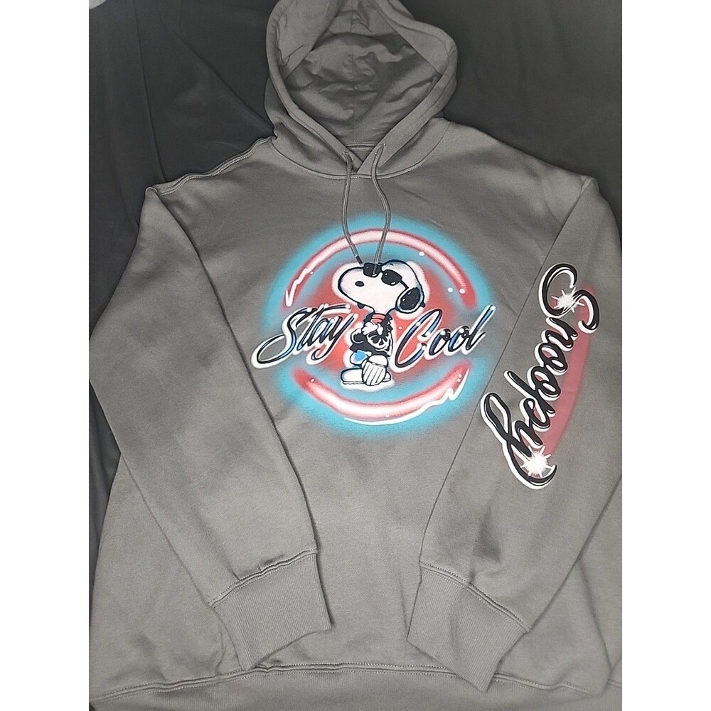 Peanuts Snoopy Grey Hoodie W/ Air Brush Design M